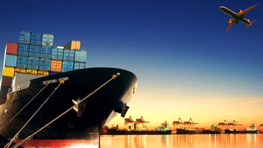 container ship in import export and business logistic