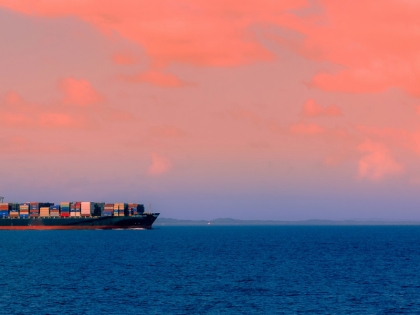 Cargo Ship Sunset Sky